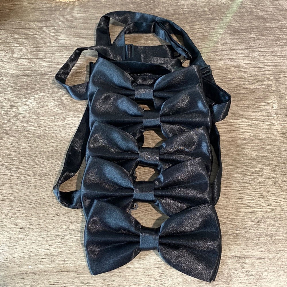 Set of 5 Black Bow Ties Adjustable